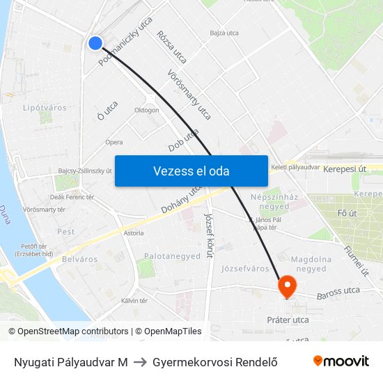 Nyugati Pályaudvar M to Gyermekorvosi Rendelő map