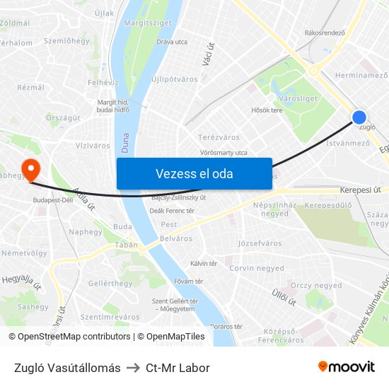 Zugló Vasútállomás to Ct-Mr Labor map