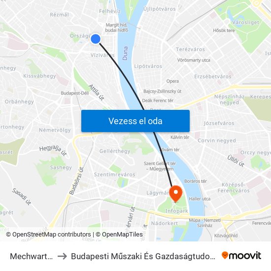 Mechwart Liget to Budapesti Műszaki És Gazdaságtudományi Egyetem map