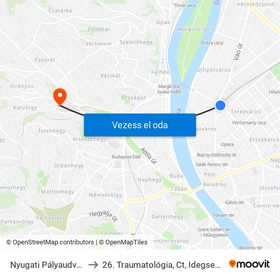 Nyugati Pályaudvar M to 26. Traumatológia, Ct, Idegsebészet map