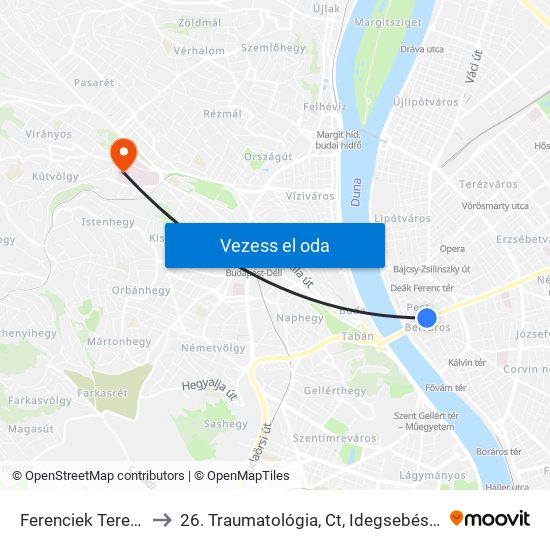 Ferenciek Tere M to 26. Traumatológia, Ct, Idegsebészet map