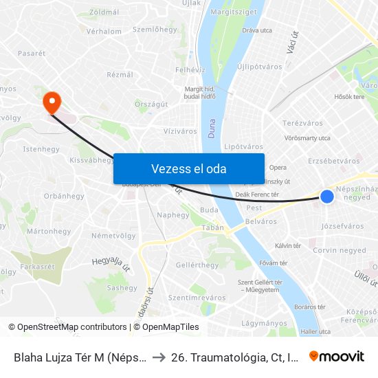 Blaha Lujza Tér M (Népszínház Utca) to 26. Traumatológia, Ct, Idegsebészet map