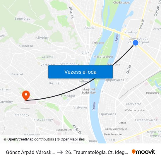 Göncz Árpád Városközpont to 26. Traumatológia, Ct, Idegsebészet map