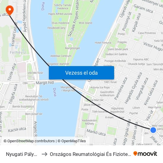 Nyugati Pályaudvar M to Országos Reumatológiai És Fizioterápiás Intézet, Orfi map