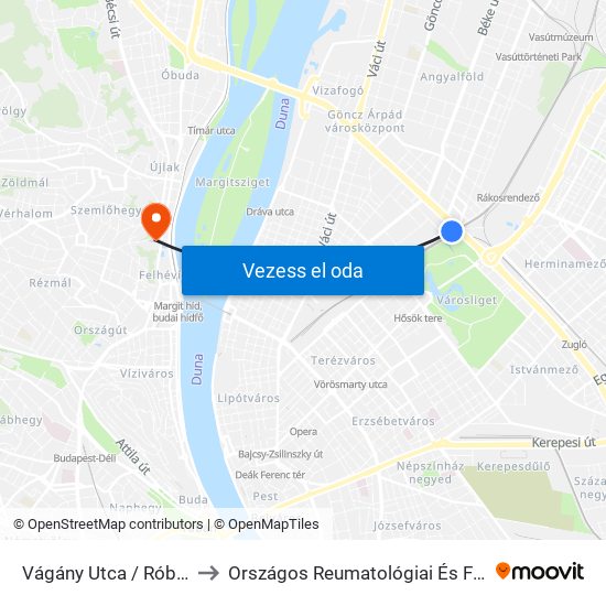 Vágány Utca / Róbert Károly Körút to Országos Reumatológiai És Fizioterápiás Intézet, Orfi map