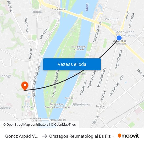 Göncz Árpád Városközpont to Országos Reumatológiai És Fizioterápiás Intézet, Orfi map