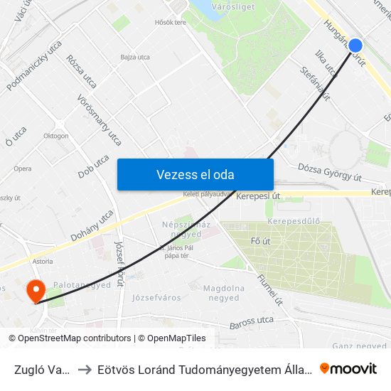 Zugló Vasútállomás to Eötvös Loránd Tudományegyetem Állam- És Jogtudományi Kar ""B"" Épület map