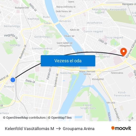 Kelenföld Vasútállomás M to Groupama Aréna map