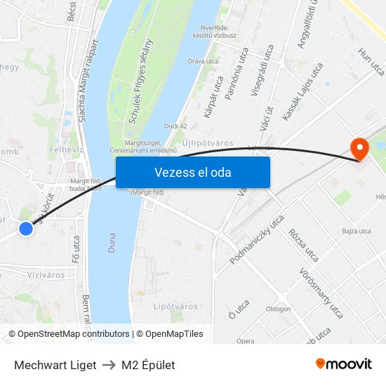 Mechwart Liget to M2 Épület map