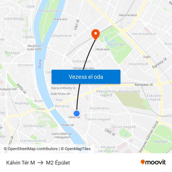 Kálvin Tér M to M2 Épület map