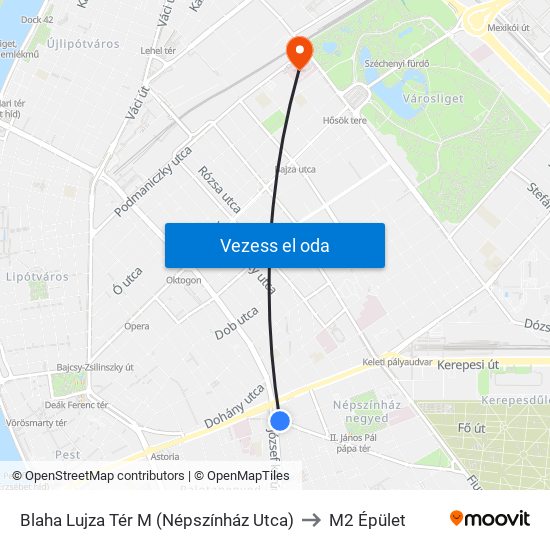 Blaha Lujza Tér M (Népszínház Utca) to M2 Épület map