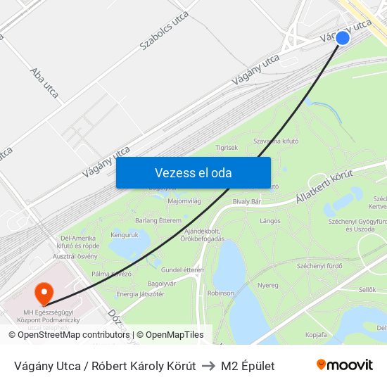 Vágány Utca / Róbert Károly Körút to M2 Épület map