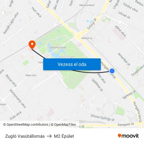 Zugló Vasútállomás to M2 Épület map