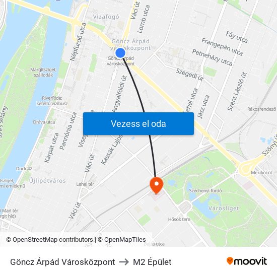 Göncz Árpád Városközpont to M2 Épület map