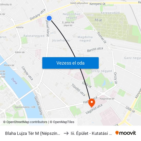 Blaha Lujza Tér M (Népszínház Utca) to Iii. Épület - Kutatási Osztály map