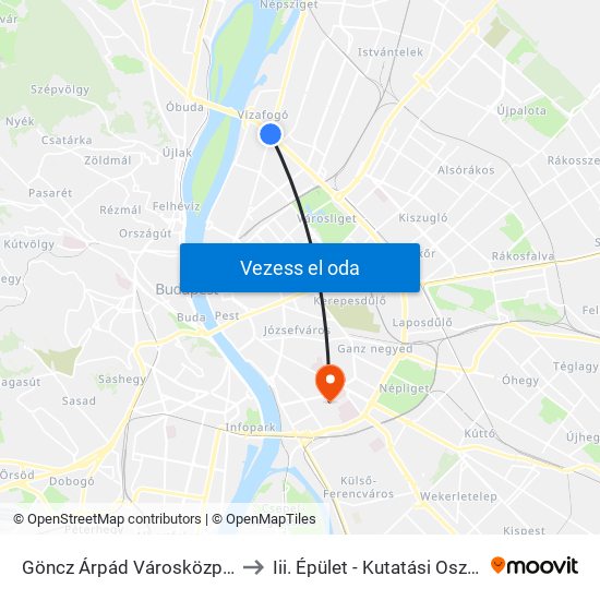 Göncz Árpád Városközpont to Iii. Épület - Kutatási Osztály map