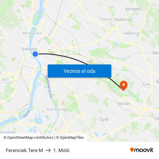 Ferenciek Tere M to 1. Móló map