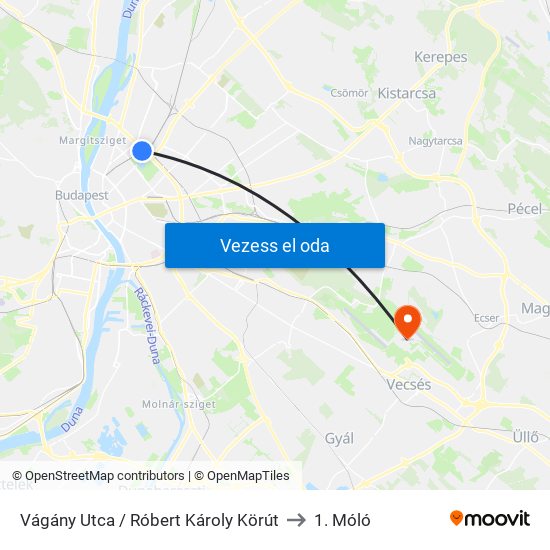 Vágány Utca / Róbert Károly Körút to 1. Móló map