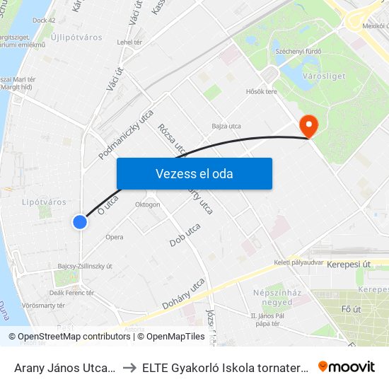 Arany János Utca M to ELTE Gyakorló Iskola tornaterem map