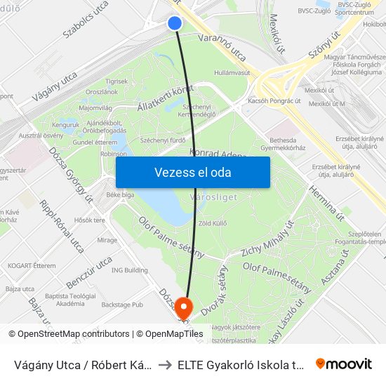 Vágány Utca / Róbert Károly Körút to ELTE Gyakorló Iskola tornaterem map