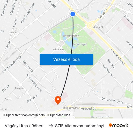 Vágány Utca / Róbert Károly Körút to SZIE Állatorvos-tudományi Kar tornaterem map