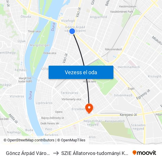 Göncz Árpád Városközpont to SZIE Állatorvos-tudományi Kar tornaterem map