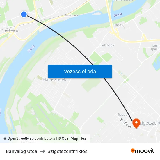 Bányalég Utca to Szigetszentmiklós map