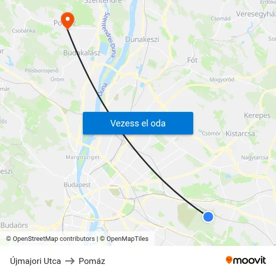 Újmajori Utca to Pomáz map