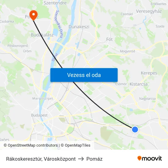 Rákoskeresztúr, Városközpont to Pomáz map