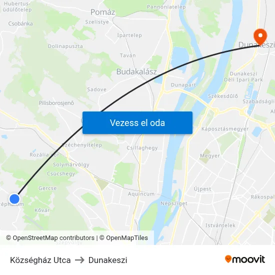 Községház Utca to Dunakeszi map