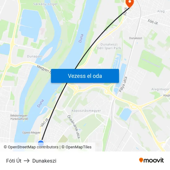 Fóti Út to Dunakeszi map