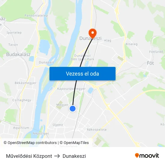 Művelődési Központ to Dunakeszi map