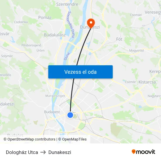 Dologház Utca to Dunakeszi map