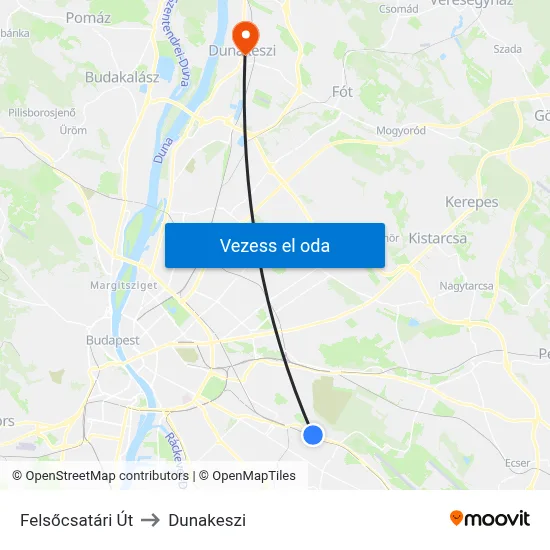 Felsőcsatári Út to Dunakeszi map