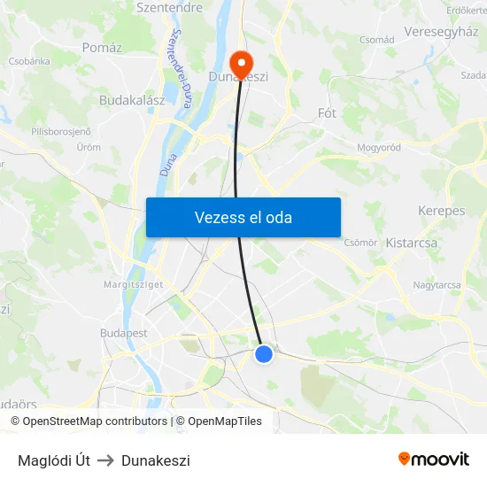Maglódi Út to Dunakeszi map