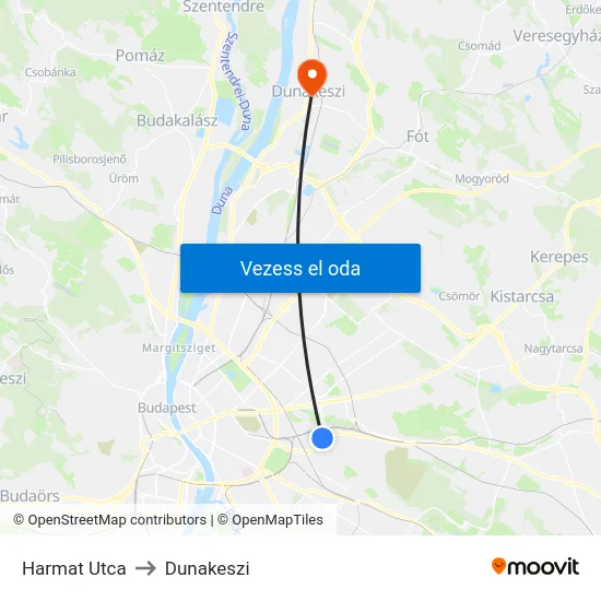 Harmat Utca to Dunakeszi map
