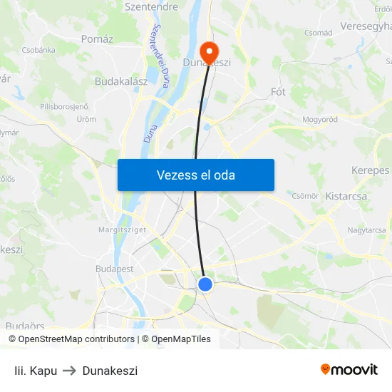 Iii. Kapu to Dunakeszi map