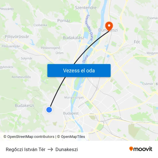 Regőczi István Tér to Dunakeszi map