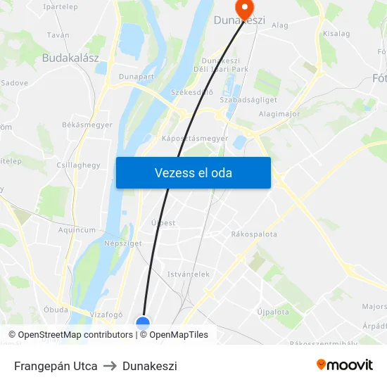 Frangepán Utca to Dunakeszi map