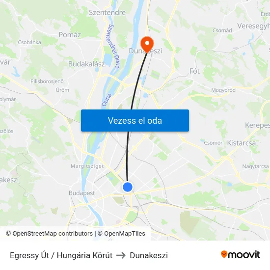 Egressy Út / Hungária Körút to Dunakeszi map