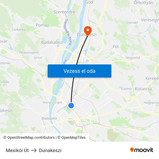 Mexikói Út to Dunakeszi map