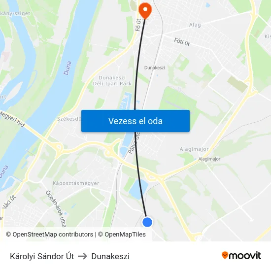 Károlyi Sándor Út to Dunakeszi map