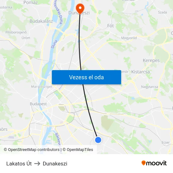Lakatos Út to Dunakeszi map