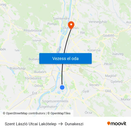 Szent László Utcai Lakótelep to Dunakeszi map