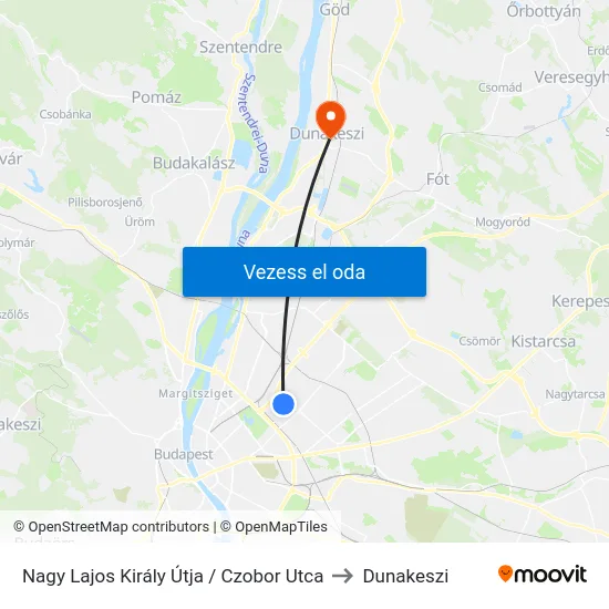 Nagy Lajos Király Útja / Czobor Utca to Dunakeszi map