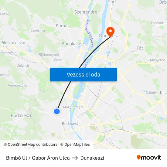 Bimbó Út / Gábor Áron Utca to Dunakeszi map