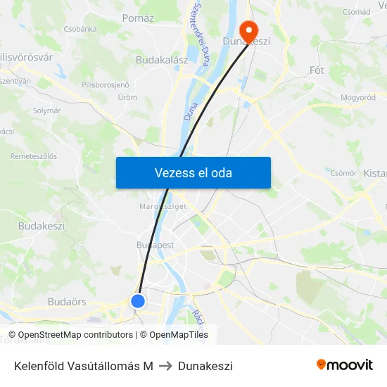 Kelenföld Vasútállomás M to Dunakeszi map