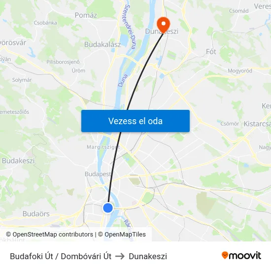 Budafoki Út / Dombóvári Út to Dunakeszi map