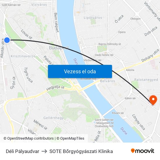 Déli Pályaudvar to SOTE Bőrgyógyászati Klinika map