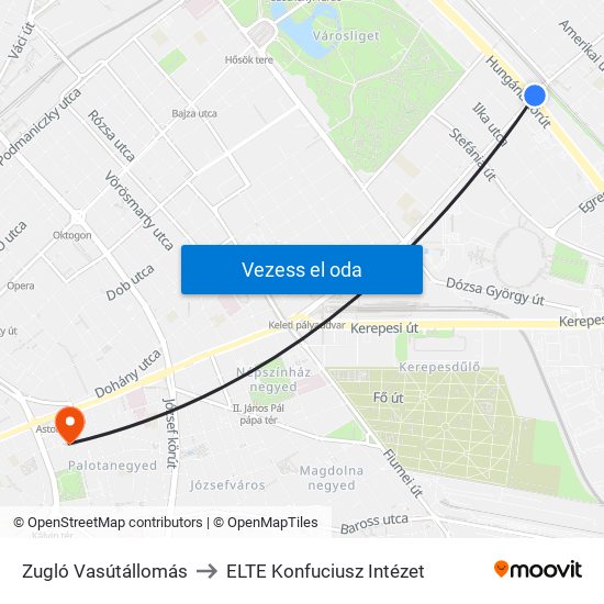 Zugló Vasútállomás to ELTE Konfuciusz Intézet map